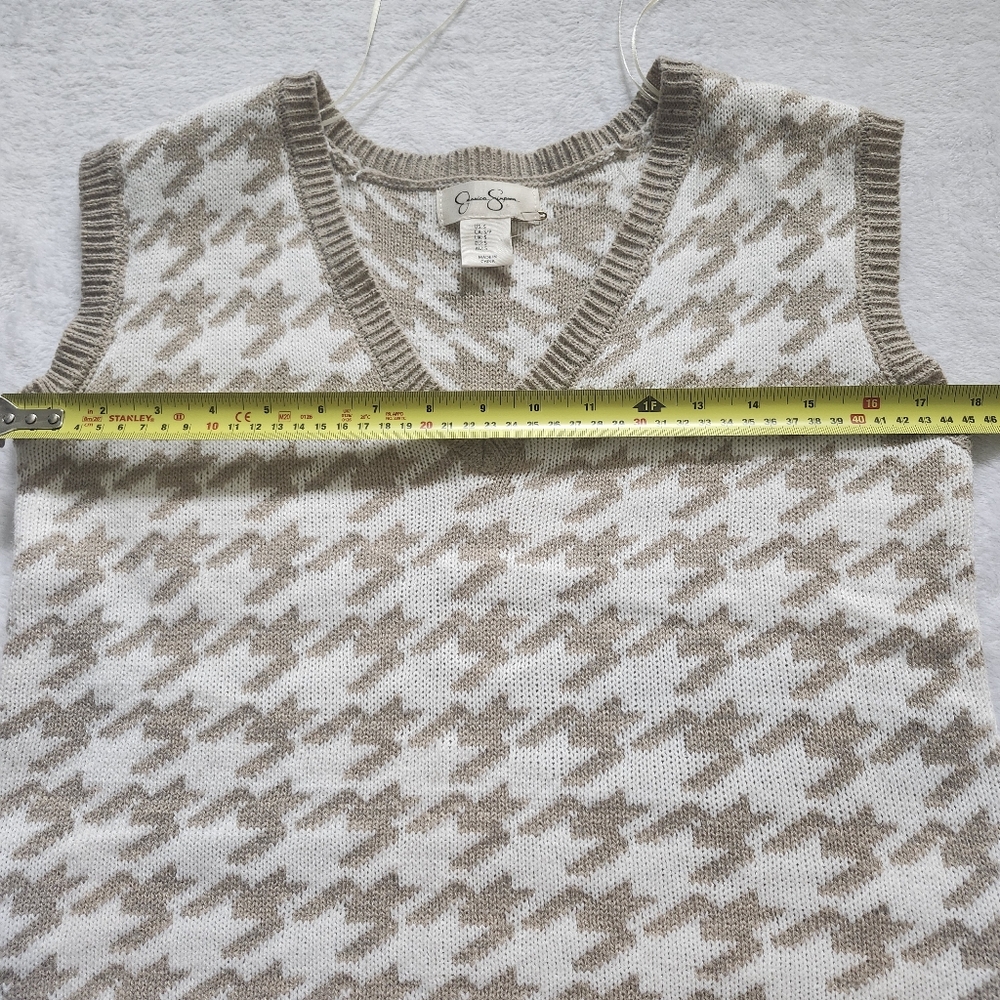 JESSICA SIMPSON Women's V-Neck Grandpa Knit Sweater Vest Small Cream Beige Trend - Picture 5 of 8
